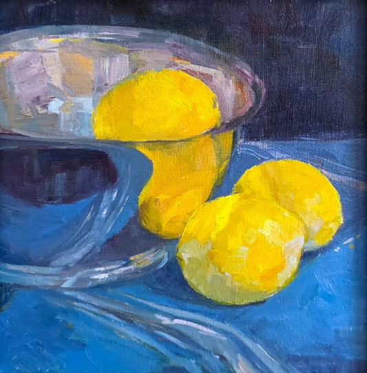 Lemons in a Silver Bowl