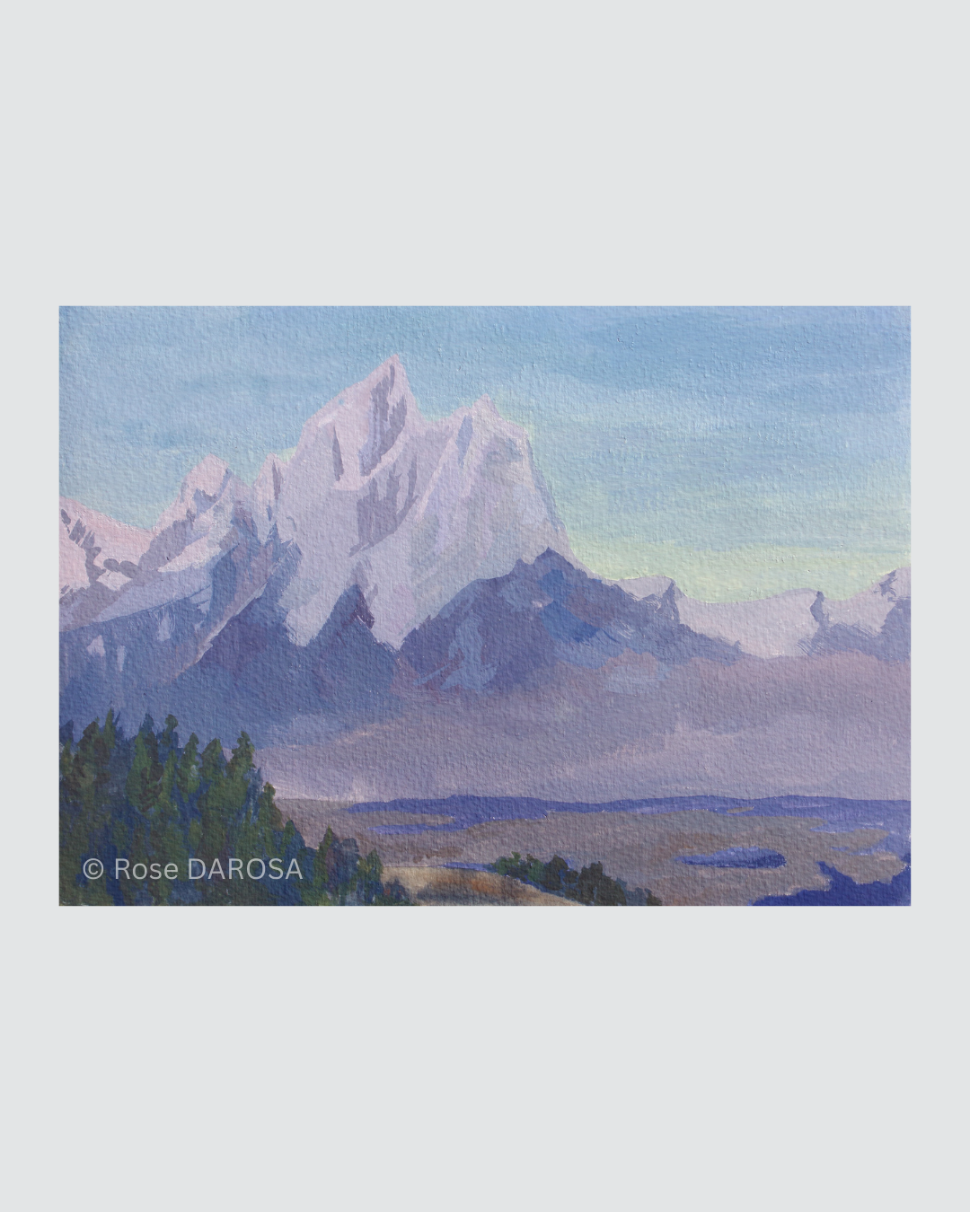 Morning_Tetons_Bridger-Teton_NF by Rose DAROSA. Gouache on paper. Price $125.00